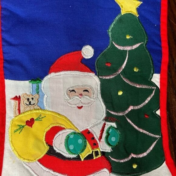 Handmade Set of 2 Vintage Christmas Stockings Festive Santa - Picture 4 of 4